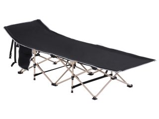 Single Portable Outdoor Military Sleeping Bed Camping Cot Black Outsunny