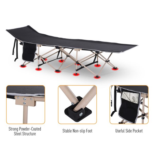 Single Portable Outdoor Military Sleeping Bed Camping Cot Black Outsunny - Image 4