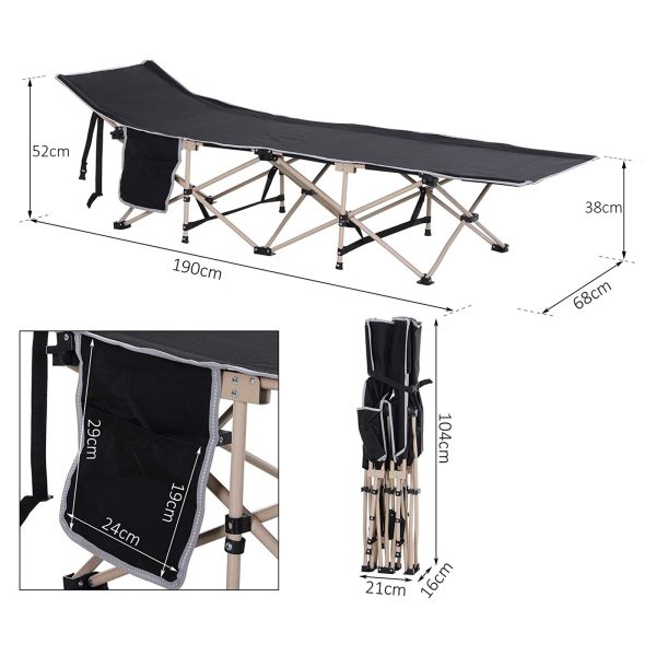 Single Portable Outdoor Military Sleeping Bed Camping Cot Black Outsunny - Image 5