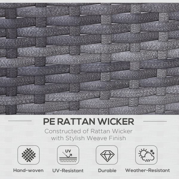2-Seater PE Rattan Outdoor Garden Bench w/ Centre Table Grey - Image 3