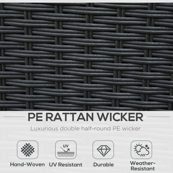 8pc Rattan 6 Seater Sofa & Coffee Table Set Patio Wicker Weave Chair - Black - Image 4