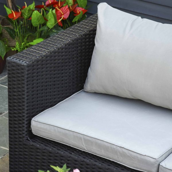 8pc Rattan 6 Seater Sofa & Coffee Table Set Patio Wicker Weave Chair - Black - Image 8