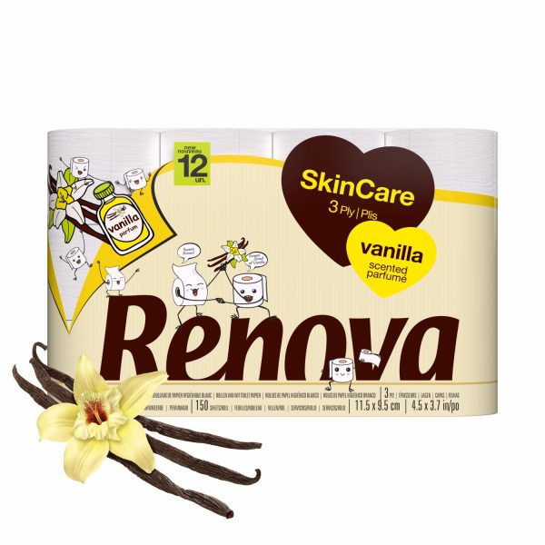 Renova Skincare 60 Toilet Rolls - Soft 3 Ply Quilted Vanilla Scent Tissues - Image 3