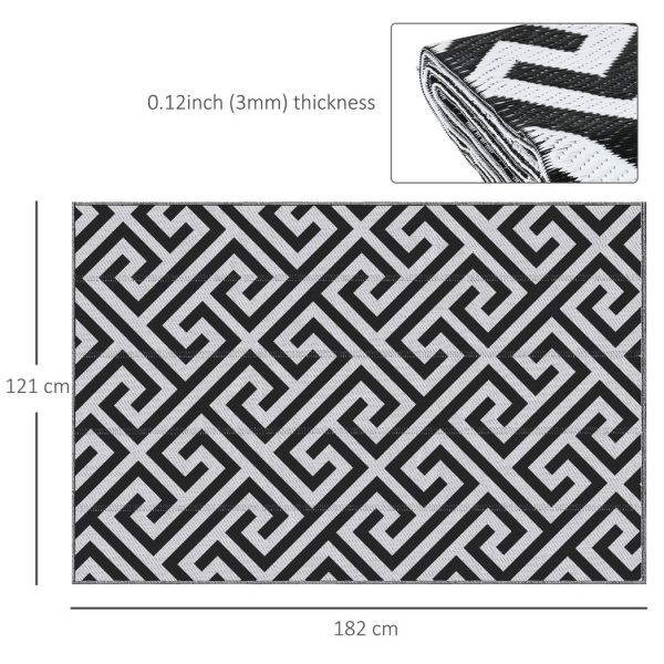 121x182cm Reversible Outdoor Rug Portable Plastic Straw RV  Outsunny - Image 5