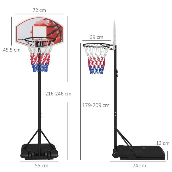 SPORTNOW Adjustable Basketball Stand Net Set System with Wheels, 179-209cm - Image 5