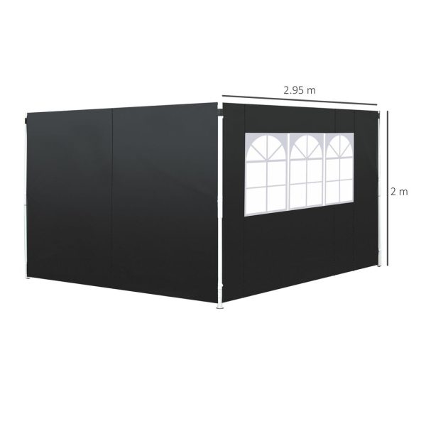3m Gazebo Exchangeable Side Panels Wall-Black - Image 5