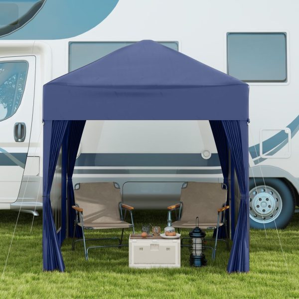 2x2m Garden Pop Up Gazebo Party Tent W/Carrying Case  2 Walls 2 Windows-Blue - Image 8