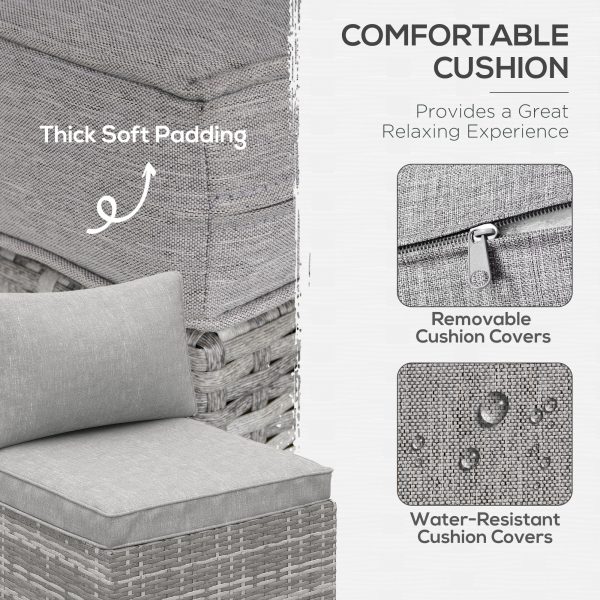 Outdoor Garden Furniture Rattan Single Middle Sofa w/ Cushions Grey - Image 4