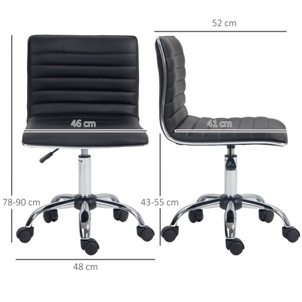 HOMCOM Armless Mid-Back Adjustable Office Chair with 360 Swivel Black - Image 3