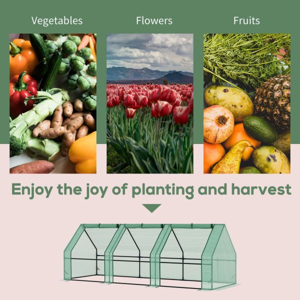 Mini Greenhouse Garden Planter Zipper Doors Portable 270 x 90 x 90cm - Image 6