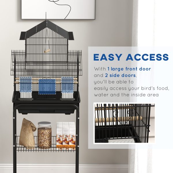 PawHut Metal Bird Cage Small with Perch Food Container Handle for Finch Canary - Image 5