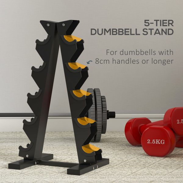 SPORTNOW Five-Tier Weight Tree, Steel Dumbbell Rack for Home Gym Exercise - Image 3