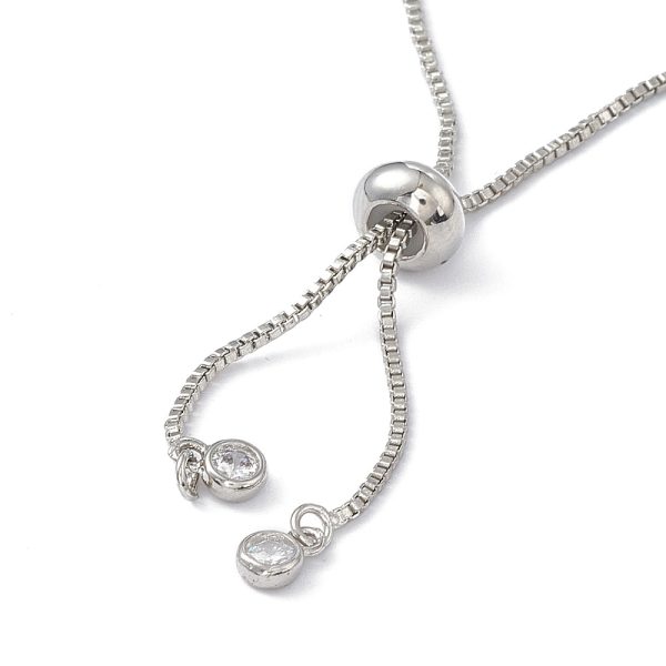 Silver Cross Charm on Fine Diamante Slider Bracelet - Image 2