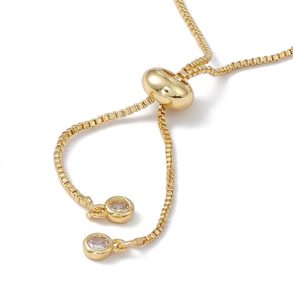 Gold Cross Charm on Fine Diamante Slider Bracelet - Image 2