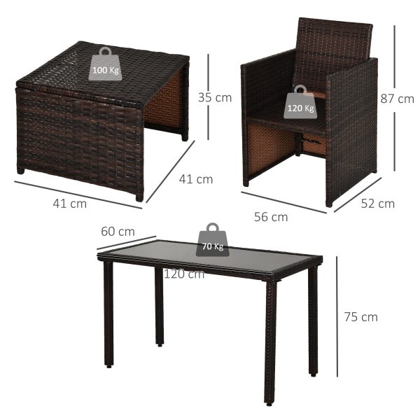 5 P? Rattan Set-Brown/Creamy White - Image 5