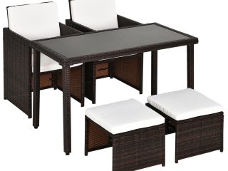 5 P? Rattan Set-Brown/Creamy White