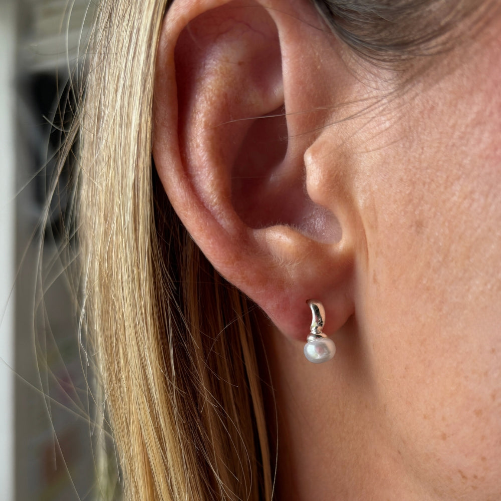 Hoop Pearl Stud Earrings for Women - Classic and Elegant