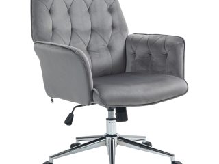 Vinsetto Swivel Computer Chair w/ Arm Modern Style Tufted Home Office Dark Grey