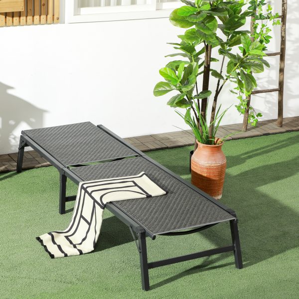 Outsunny Foldable PE Rattan Sun Lounger with 5-Level Adjustable Backrest - Image 7