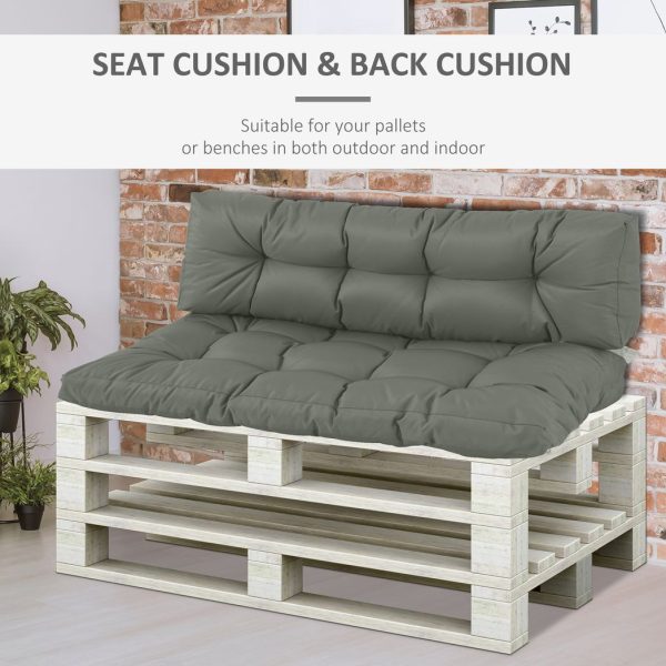 2Pcs Garden Tufted Pallet Cushion Seat Pad Back Cushion Patio Dark Grey - Image 3