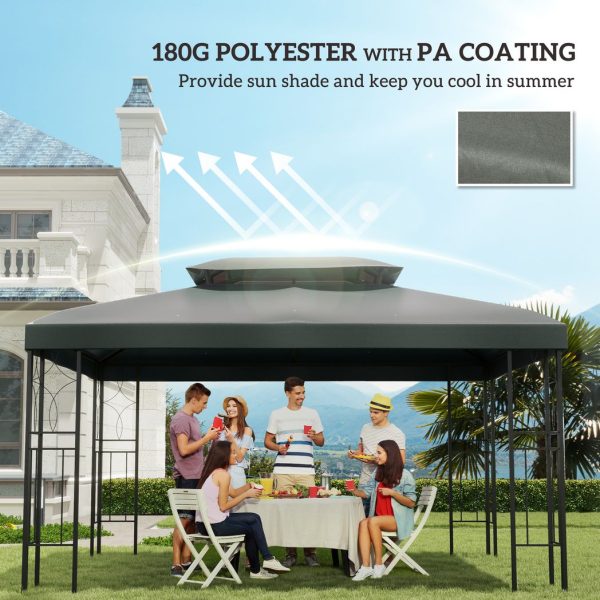 3x4m Gazebo Replacement Roof Canopy 2 Tier Top UV Cover Patio Deep Grey - Image 6