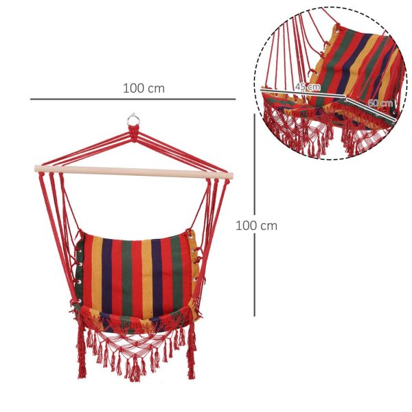 Hammock Chair Swing Colourful Striped Seat Porch Indoor Outdoor Hanging Beach - Image 5