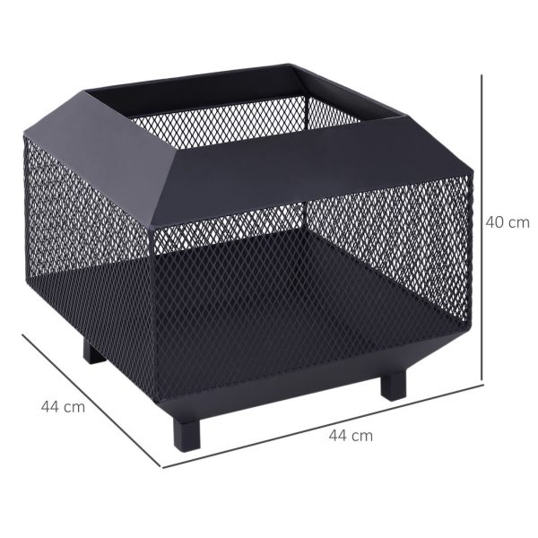 Outsunny Fire Pit, Square Shape, Steel-Black - Image 5