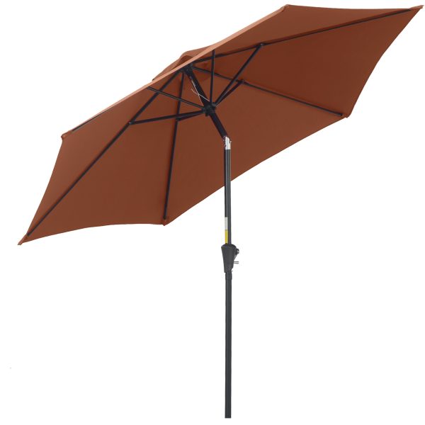 Patio Umbrella Parasol Sun Shade Garden Aluminium Coffee 2.7M