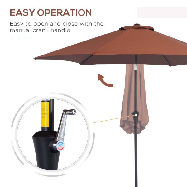 Patio Umbrella Parasol Sun Shade Garden Aluminium Coffee 2.7M - Image 3