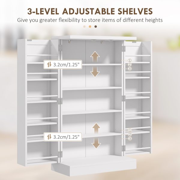 HOMCOM Kitchen Cupboard with Double Doors, 5-Tier Shelf, 12 Spice Racks, White - Image 4