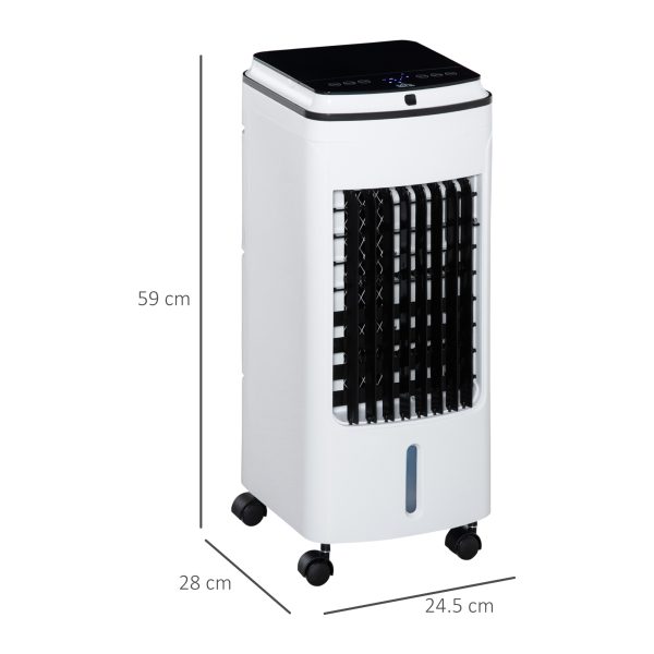 HOMCOM 3-in-1 Portable Air Cooler with 4L Water Tank 7.5H Timer, Remote White - Image 3