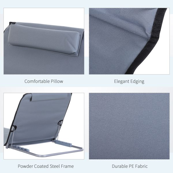 Steel Frame Set of Two Reclining Beach Mats Grey - Image 7