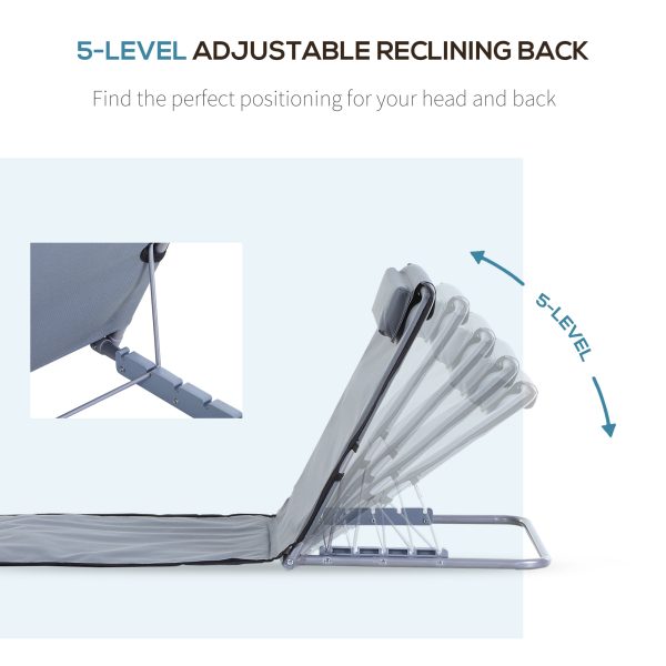 Steel Frame Set of Two Reclining Beach Mats Grey - Image 4