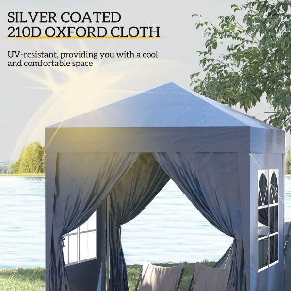 2x2m Garden Pop Up Gazebo Party Tent W/Carrying Case  2 Walls 2 Windows-Blue - Image 4