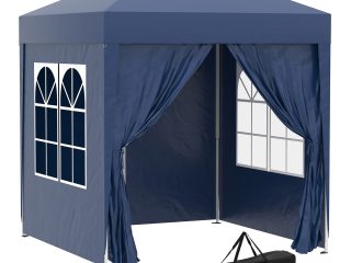 2x2m Garden Pop Up Gazebo Party Tent W/Carrying Case  2 Walls 2 Windows-Blue