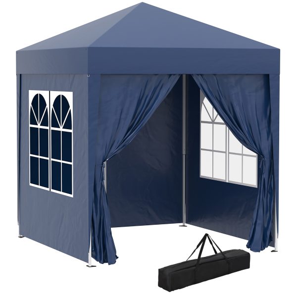 2x2m Garden Pop Up Gazebo Party Tent W/Carrying Case  2 Walls 2 Windows-Blue