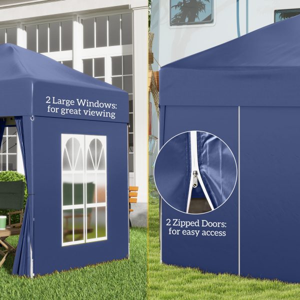 2x2m Garden Pop Up Gazebo Party Tent W/Carrying Case  2 Walls 2 Windows-Blue - Image 7