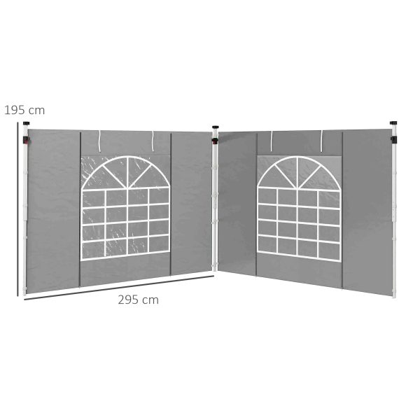 Outsunny 3x3(m) or 3x6m Pop Up Gazebo Side Panels Replacement, 2 Pack, Grey - Image 5