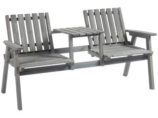Outdoor 2-Seater Furniture Wooden Garden Bench for Yard, Lawn, Porch, Patio Grey