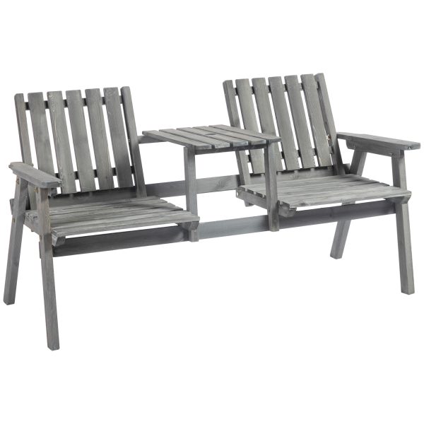Outdoor 2-Seater Furniture Wooden Garden Bench for Yard, Lawn, Porch, Patio Grey