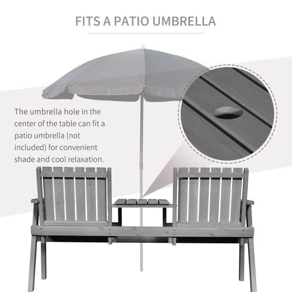 Outdoor 2-Seater Furniture Wooden Garden Bench for Yard, Lawn, Porch, Patio Grey - Image 4