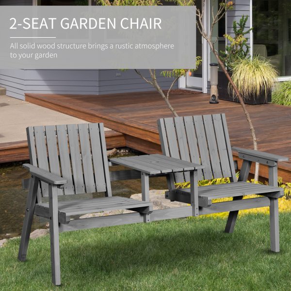 Outdoor 2-Seater Furniture Wooden Garden Bench for Yard, Lawn, Porch, Patio Grey - Image 3