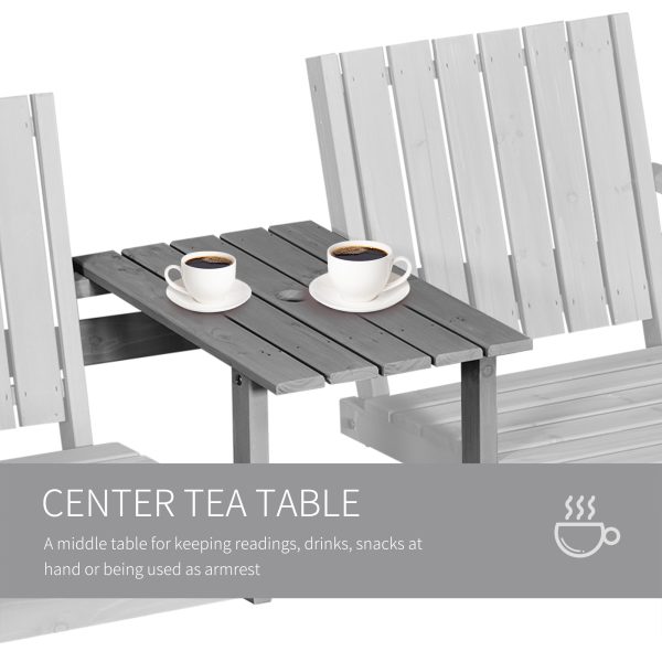 Outdoor 2-Seater Furniture Wooden Garden Bench for Yard, Lawn, Porch, Patio Grey - Image 6
