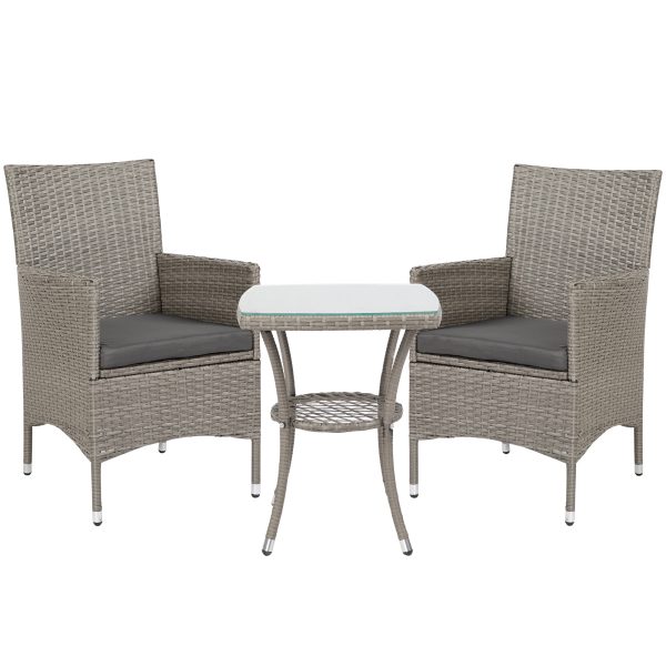 3pc Rattan Coffee Set-Grey