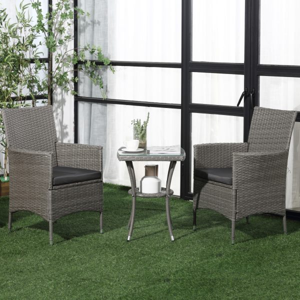 3pc Rattan Coffee Set-Grey - Image 2