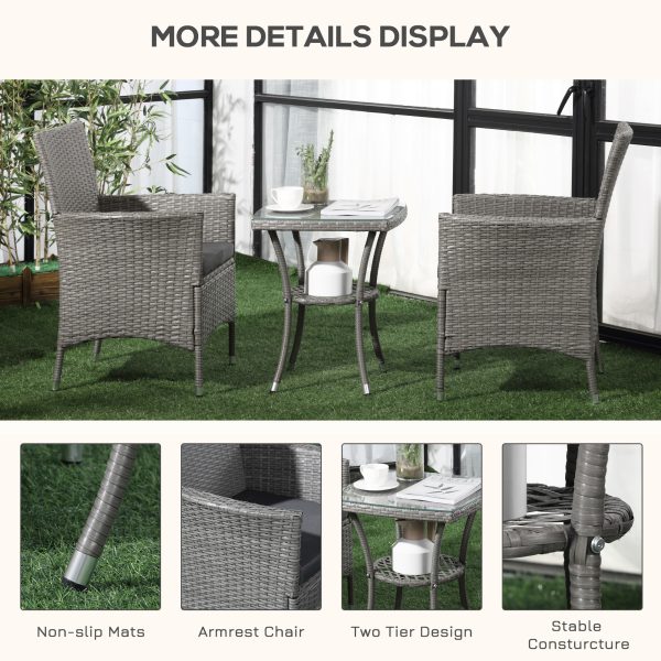 3pc Rattan Coffee Set-Grey - Image 4