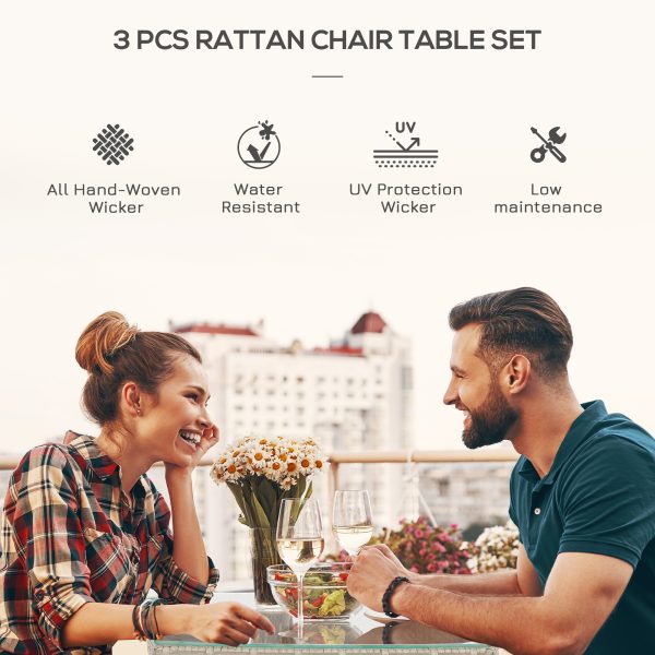 3pc Rattan Coffee Set-Grey - Image 3