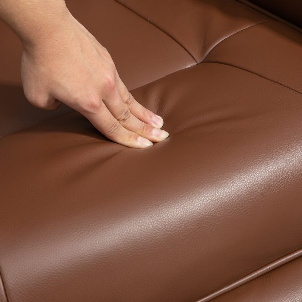 HOMCOM Ergonomic Office Recliner Sofa Chair PU Leather Armchair Lounger Brown - Image 8