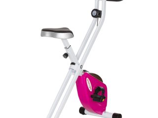 SPORTNOW Folding Exercise Bike with Heart-Rate Sensor for Home Use, Pink/White