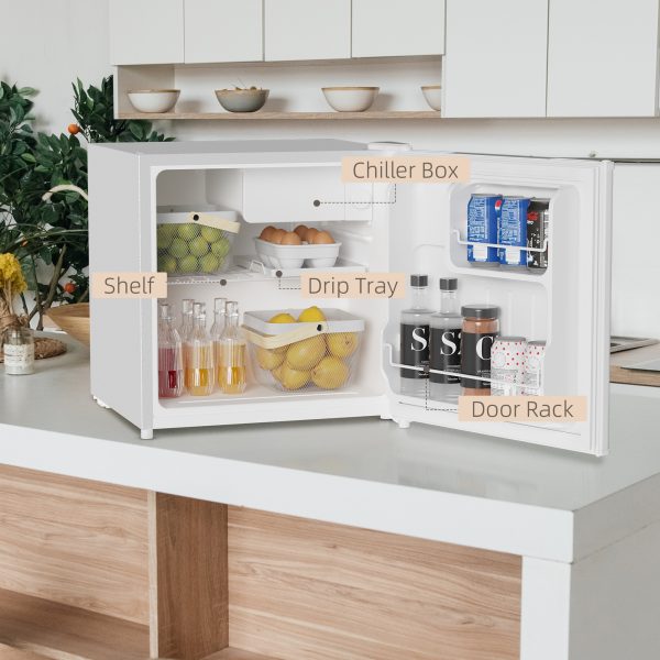 HOMCOM 46L Counter Top Fridge with Chiller Box Mini Fridge for Bedrooms Cream - Image 5